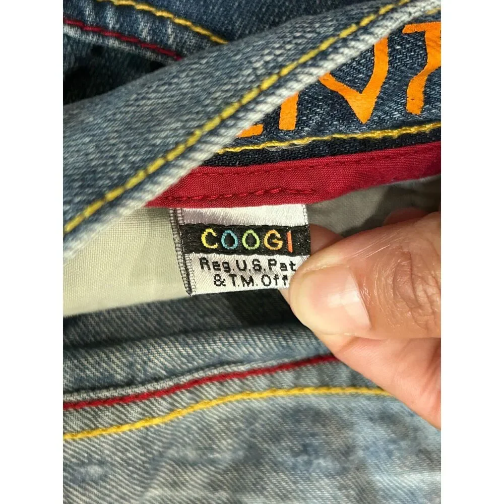 Coogi‎ Jorts Mens Size 38 Peacock Feather Jean Denim Baggy Skater Vintage Y2k